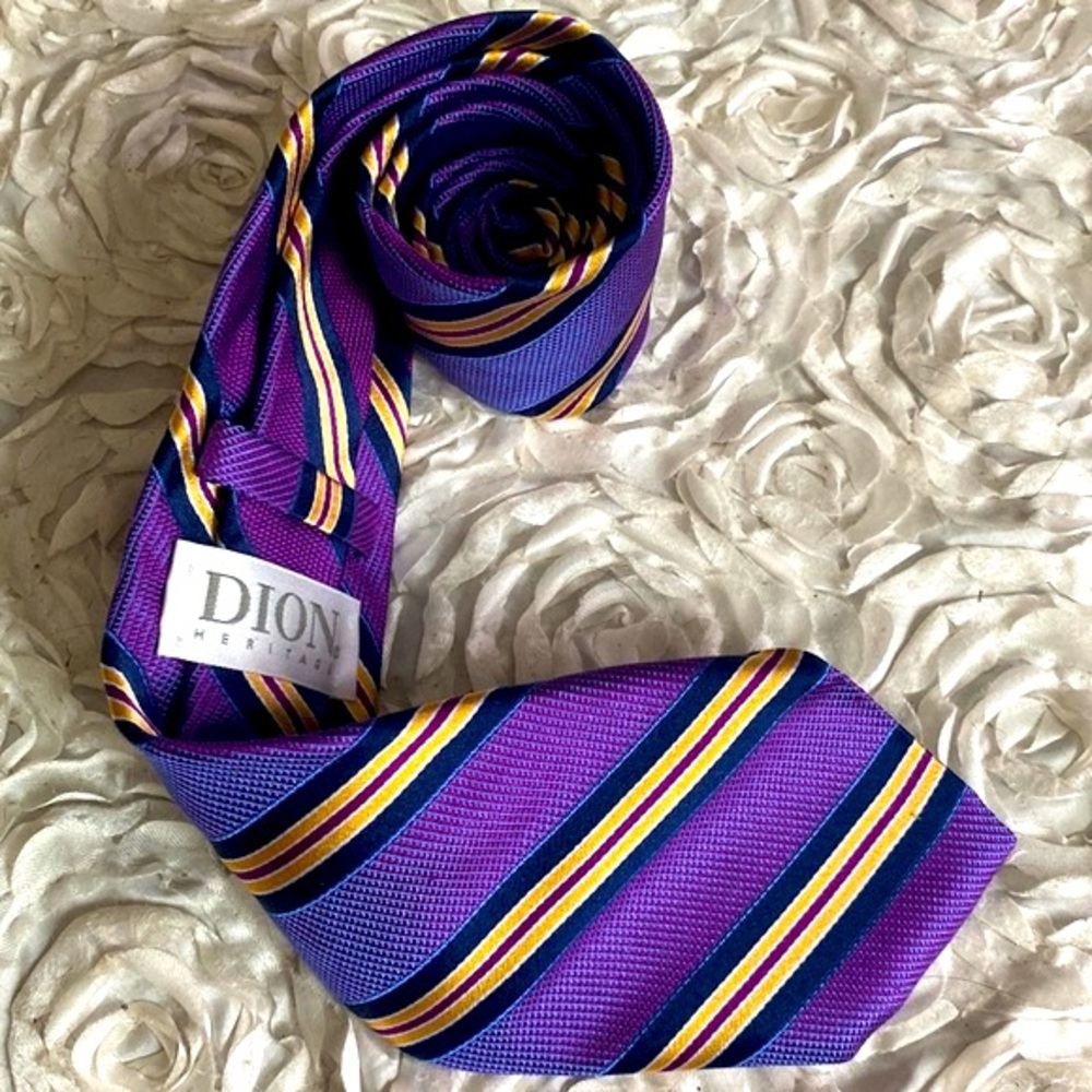 New Dion Heritage mens silk striped tie